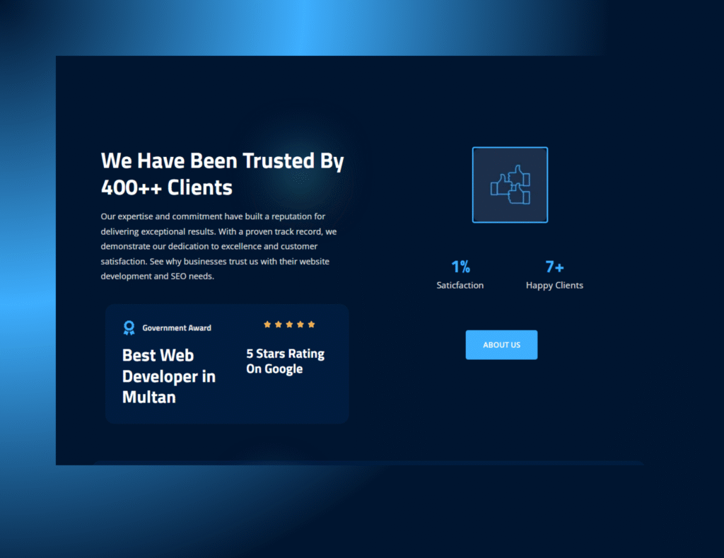 Professional Service website of Web Developer in Multan
